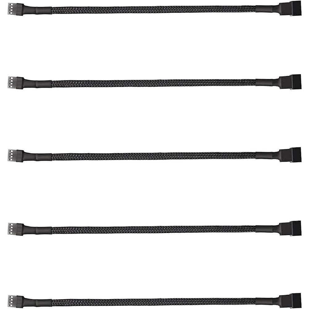 5 Pack 4-Pin PWM Fan Splitter Cable, Sleeved Braided Adapter Computer PC Fan Pow